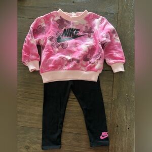 Nike Pink and Black Floral Outfit